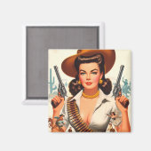 Button des Vintagen Westerns Magnet (Vorderseite/Rückseite)