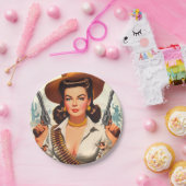 Button des Vintagen Westerns Pappteller (Party)