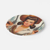 Button des Vintagen Westerns Pappteller (Schrägansicht)