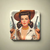 Button des Vintagen Westerns Pappteller