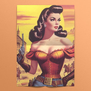 Button des Vintagen Westerns Seidenpapier