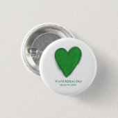 Button des World Kidney Day Green Awareness Ribbon (Vorne & Hinten)