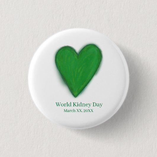Button des World Kidney Day Green Awareness Ribbon (Vorderseite)
