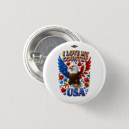 Button Design: I Love My Country - USA (Vorne & Hinten)