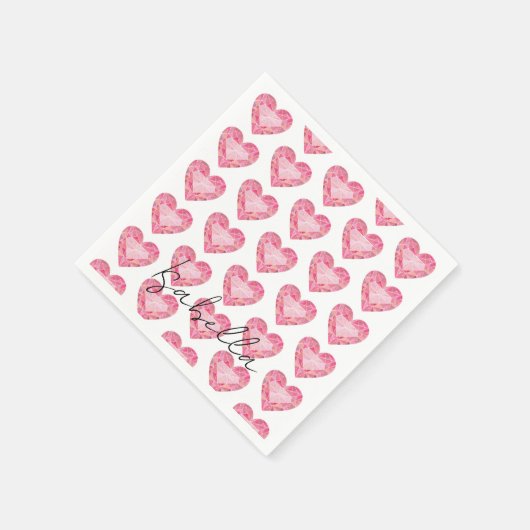 Button Diamond Heart Gem NAME Glam Liebe Serviette (Ecke)