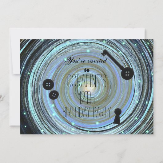 Button Eyes & Skeleton Key Other World Party Einladung (Vorderseite)