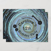 Button Eyes & Skeleton Key Other World Party Einladung (Vorne/Hinten)