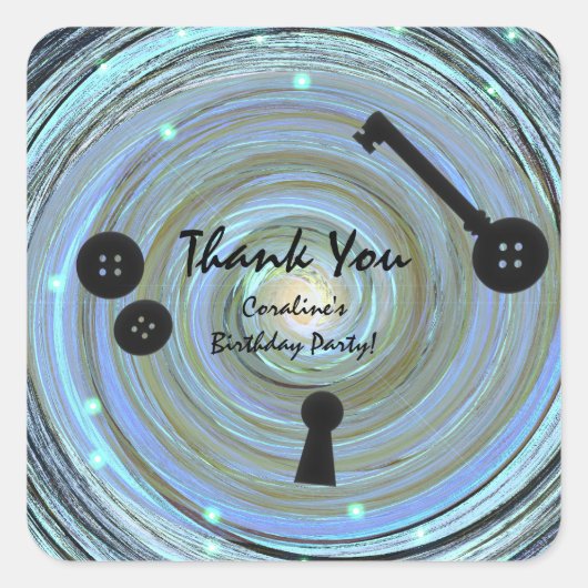 Button Eyes & Skeleton Key Other World Party Quadratischer Aufkleber (Vorderseite)