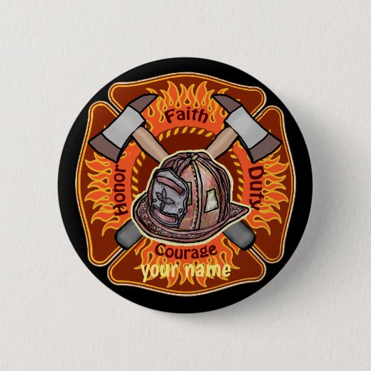 Button Flammen Feuerwehrmänner (Vorderseite)