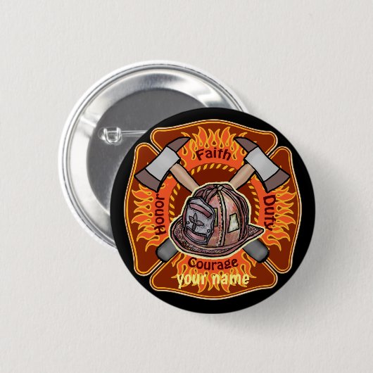 Button Flammen Feuerwehrmänner (Vorne & Hinten)