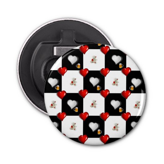 Button-Flasche-Opener Beer White Teddy Bär Flaschenöffner (Vorderseite)