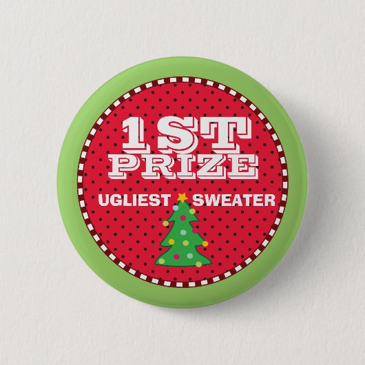Button für den 1. Preis für den Ugly Sweaters Holi (Vorderseite)