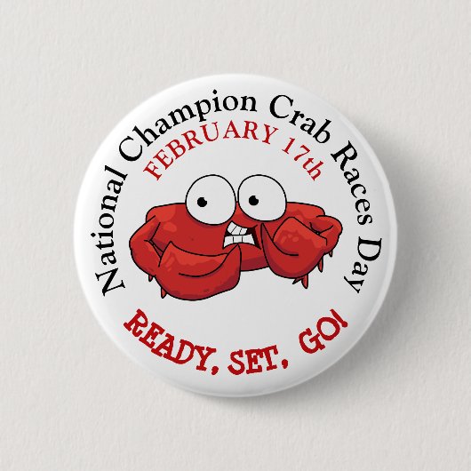 Button für den National Champion Crab Races Day (Vorderseite)