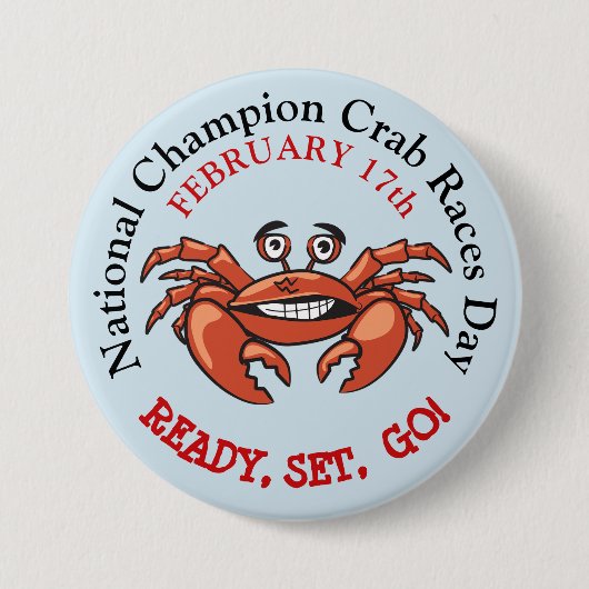 Button für den National Champion Crab Races Day (Vorderseite)