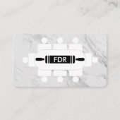 Button für die Rollen von Tischplatten für den per Visitenkarte (Vorderseite)