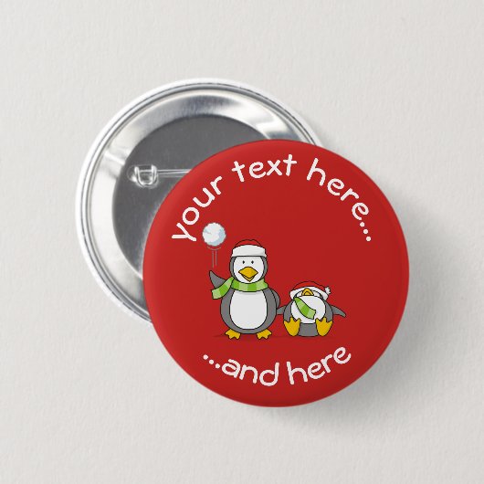 Button für die Weihnachtsschneeballpinguine (Vorne & Hinten)