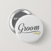 Button für einfache Groom Floral Wedding Calligrap (Vorne & Hinten)