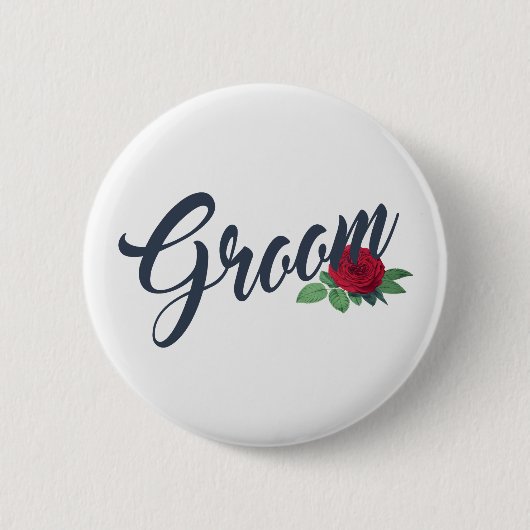 Button für einfache Groom Floral Wedding Calligrap (Vorderseite)