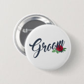 Button für einfache Groom Floral Wedding Calligrap (Vorne & Hinten)