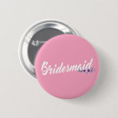 Button für Elegant Bridesmaid Wedding Calligraphy (Vorne & Hinten)