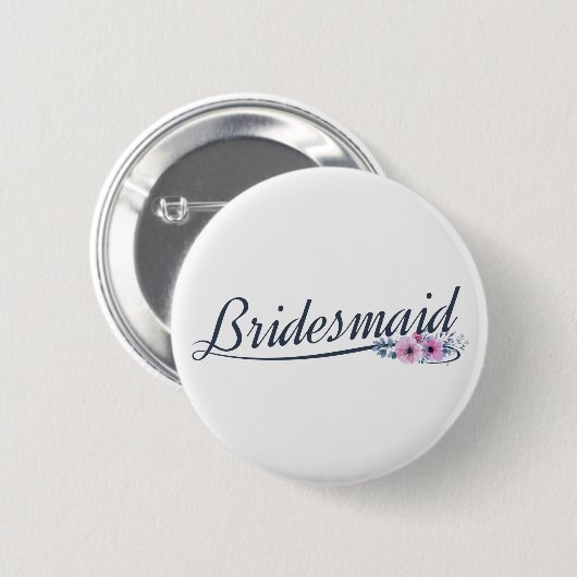 Button für Elegant Bridesmaid Wedding Calligraphy (Vorne & Hinten)
