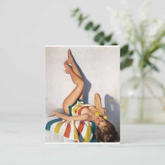 Button für gestreifte Handtücher Postkarte (Stehend Vorderseite)