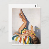 Button für gestreifte Handtücher Postkarte (Vorne/Hinten)