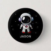 Button für niedliche Astronaut Individuelle Name (Vorderseite)
