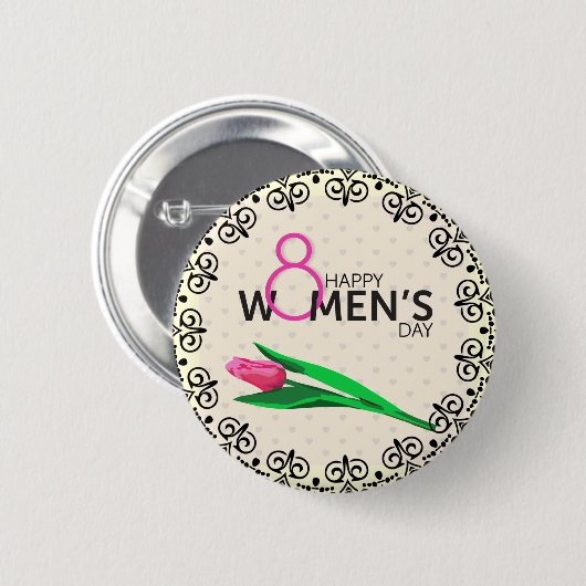 Button für stylische Happy Womens Day Custom Size (Vorne & Hinten)