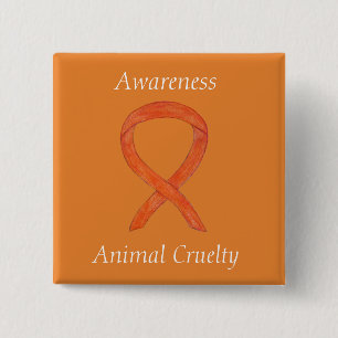 Button für tierische Grausamkeit Orange Awareness 