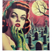 Button für Vintagen Horror Duschvorhang (Vorderseite)