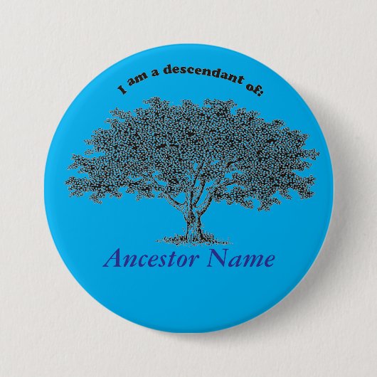 Button - Genealogischer Tree auf blau (Vorderseite)