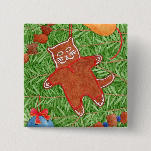Button GINGERBREAD KITTY Square (Vorderseite)