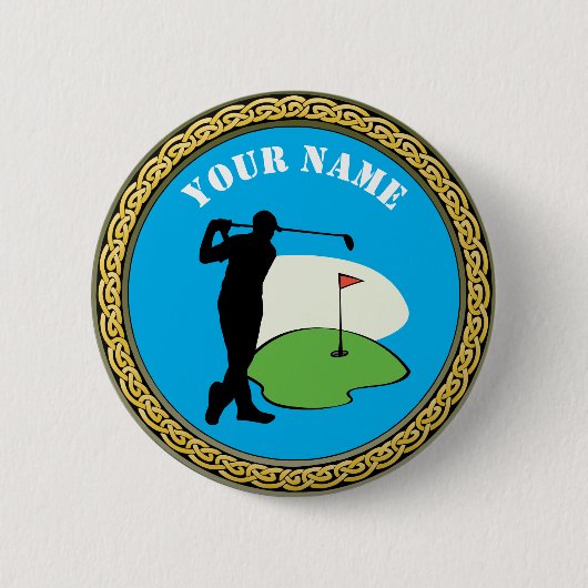 Button Golf - Name hinzufügen - Golfer (Vorderseite)