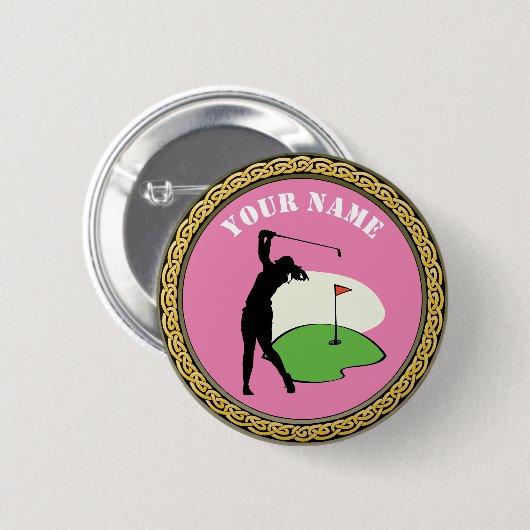 Button - Golf - Name hinzufügen - Rosa (Vorne & Hinten)