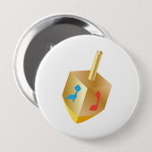 Button Hanukkah Festival Gold Wood Dreidel Hebrew (Vorne & Hinten)