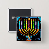 Button: Hanukkah Menorah - Chanukah Menorah Button (Vorne & Hinten)