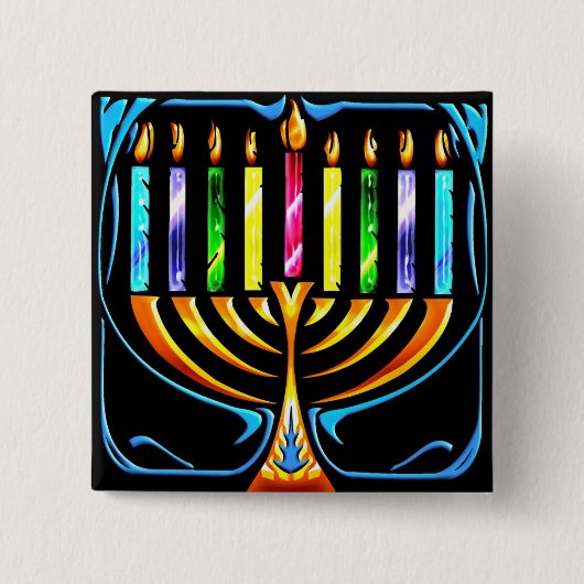 Button: Hanukkah Menorah - Chanukah Menorah Button (Vorderseite)