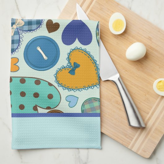 Button Hearts Geschirrtuch (Viertel Falte)