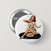 Button herauf das Mädchen, das auf Aufzeichnung (Vorne & Hinten)