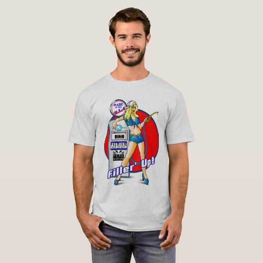 Button herauf Gas-Pumpen-Begleiter T-Shirt (Vorne ganz)