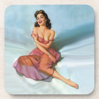 Button herauf Mädchen, Etman Vintage sexy Frauen, Untersetzer