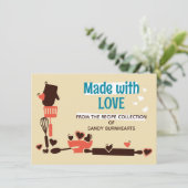 Button-Herzen backen Kochbuch-Rezeptkarte Einladung (Stehend Vorderseite)