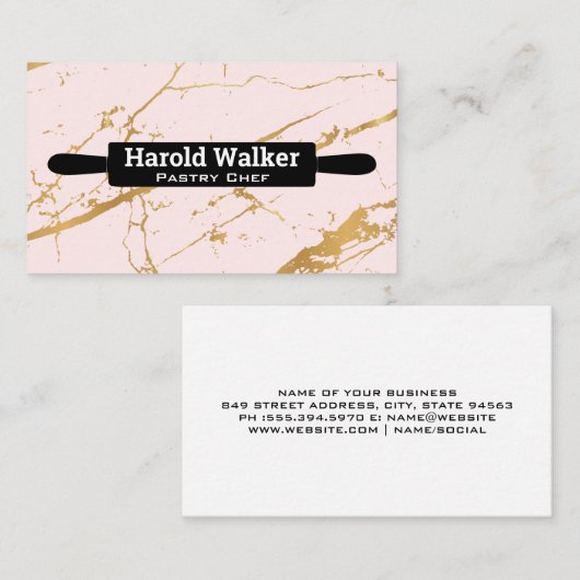 Button | Hintergrund aus rosafarbenem Marmor Visitenkarte (Vorne/Hinten)