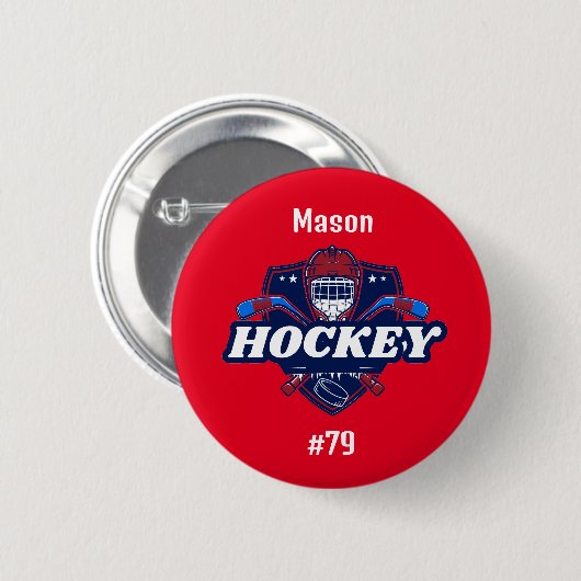 Button Hockey Geber - Personalisiert - Name hinzuf (Vorne & Hinten)