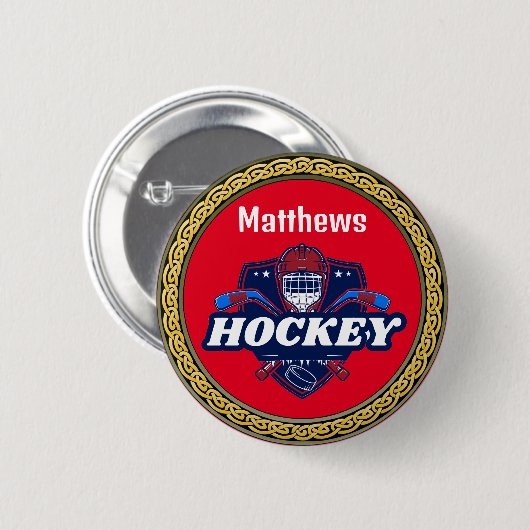 Button Hockey Geber - Personalisiert - Name hinzuf (Vorne & Hinten)