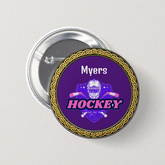 Button Hockey Geber - Personalisiert - Name hinzuf (Vorne & Hinten)