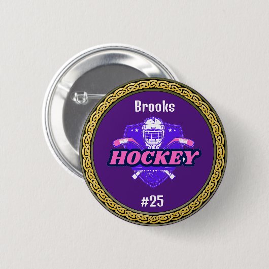 Button Hockey Geber - Personalisiert - Name hinzuf (Vorne & Hinten)