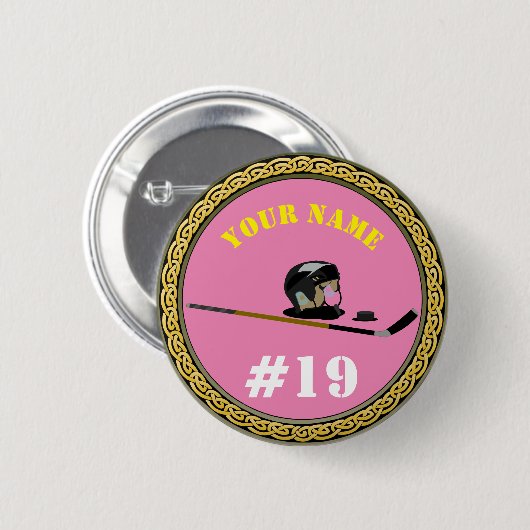 Button Hockey Player - Name & Nummer hinzufügen - (Vorne & Hinten)