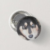 Button Husky One Blue Eye One Brown Eye (Vorne & Hinten)